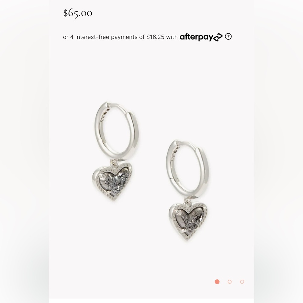 Kendra Scott Ari Heart Silver Huggie Earrings in Platinum Drusy